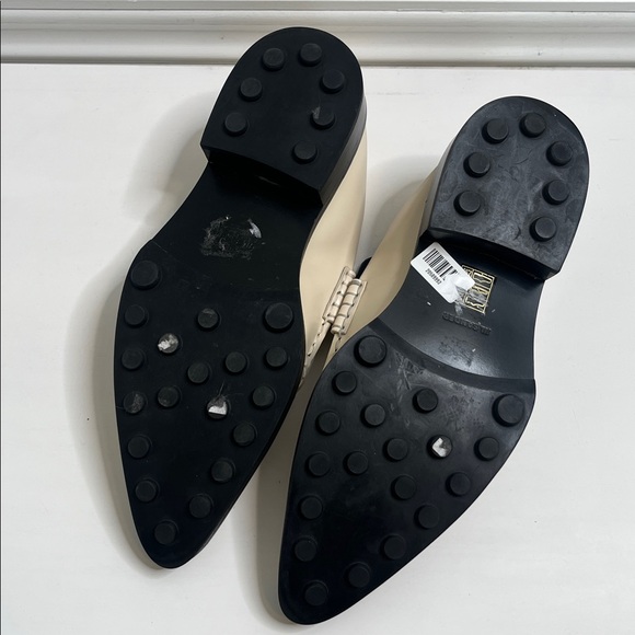 JIL SANDER Glossed Leather Cream Collapsible Heel Point Toe Loafers Sz 37 - Picture 13 of 14